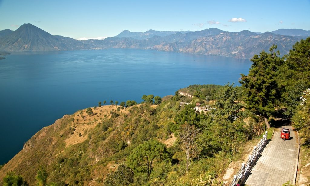 Guatemala Dream Vacation Image: A lovely view of Guatemala's Lake Atitlán on a sunny day.
