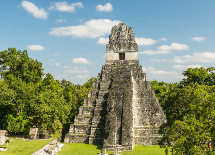 Central America in Winter Image: The slightly narrow Jaguar Temple step pyramid.