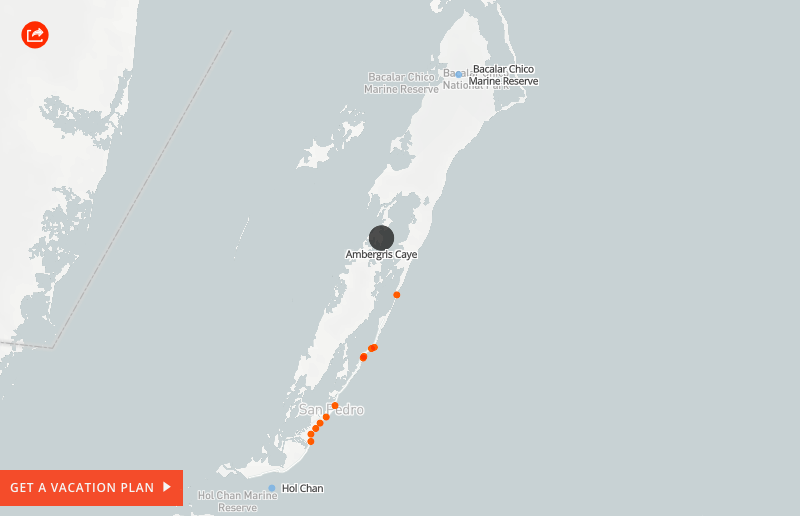 Diving In Belize Image: A still of Anywhere's interactive map.