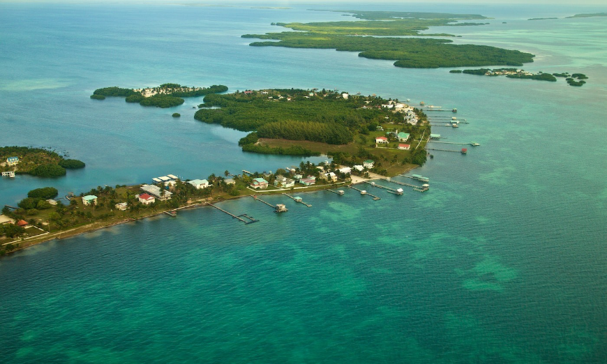 Diving In Belize Image: An aerial view of the Turneffe Islands..