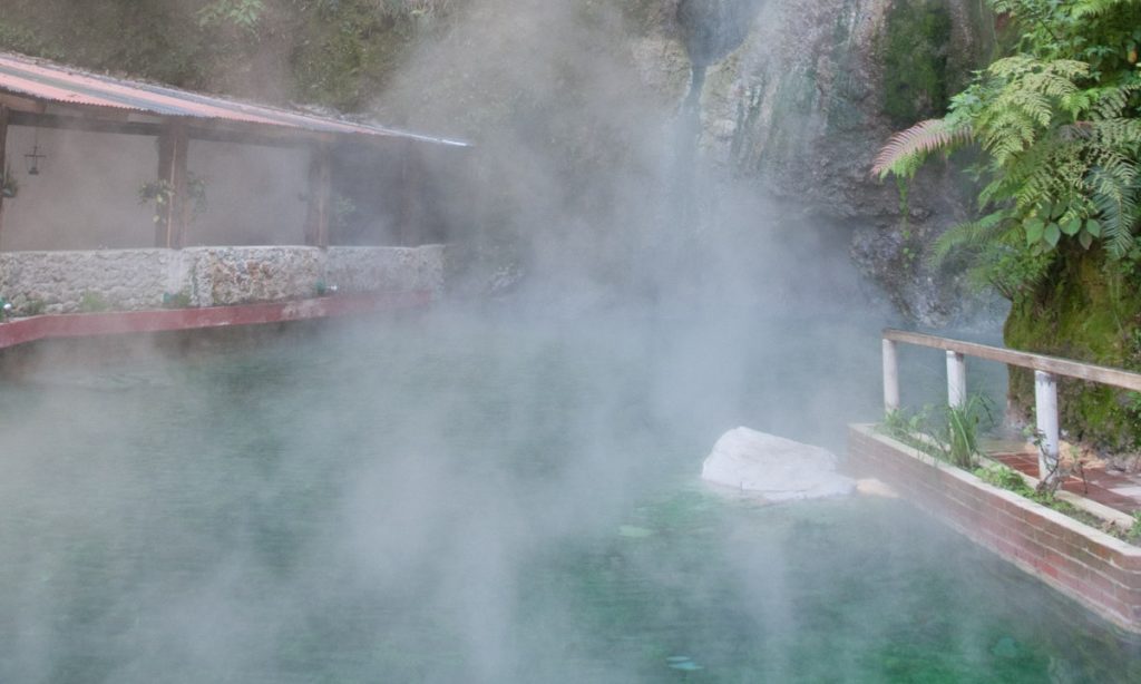 Hot Springs Image: Fuentes Georginas. Steam clouds a photograph of the Fuentes Georginas hot spring.