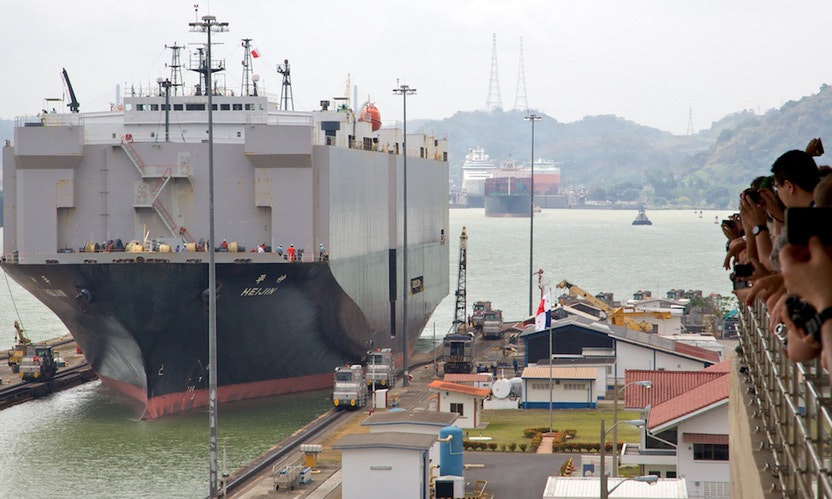 Moving to Panama Image: A giant ship at the Panama Canal.